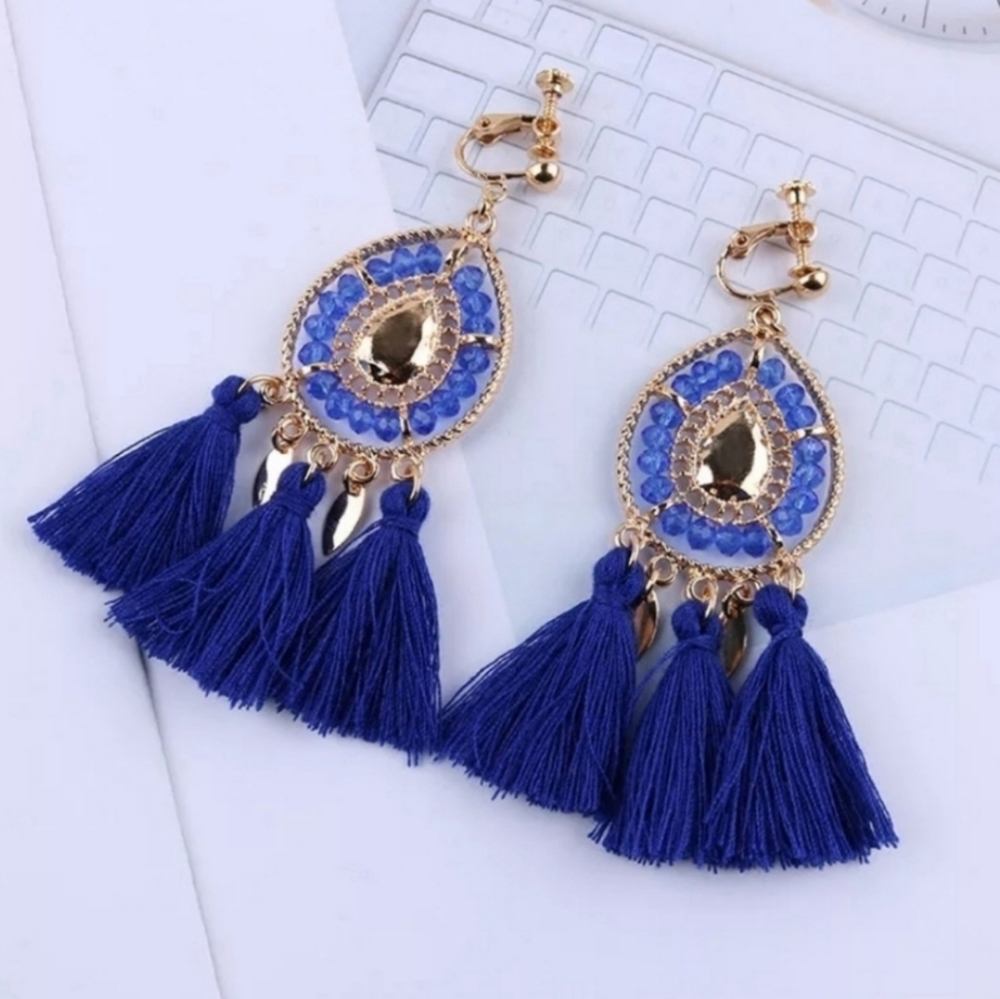 Clip On Earrings Tassel Fun Trendy